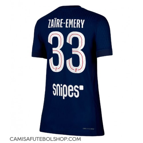 Camisa de time de futebol Paris Saint-Germain Warren Zaire-Emery #33 Replicas 1º Equipamento Feminina 2025-26 Manga Curta